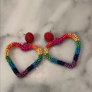 Rainbow Heart Beaded Earrings